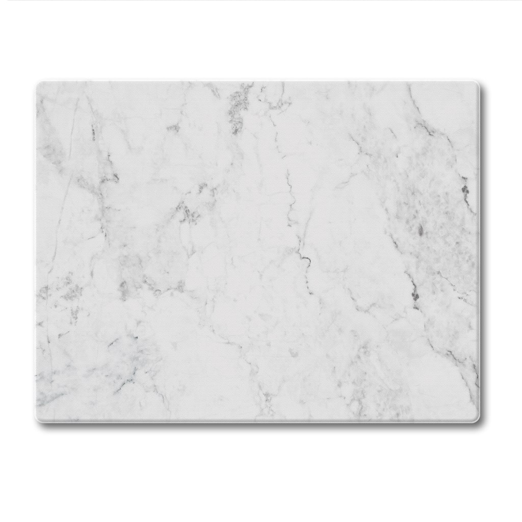 Counterart Glass Cutting Board Counter Saver 10" x 8" - White Marble - 10x8x.077