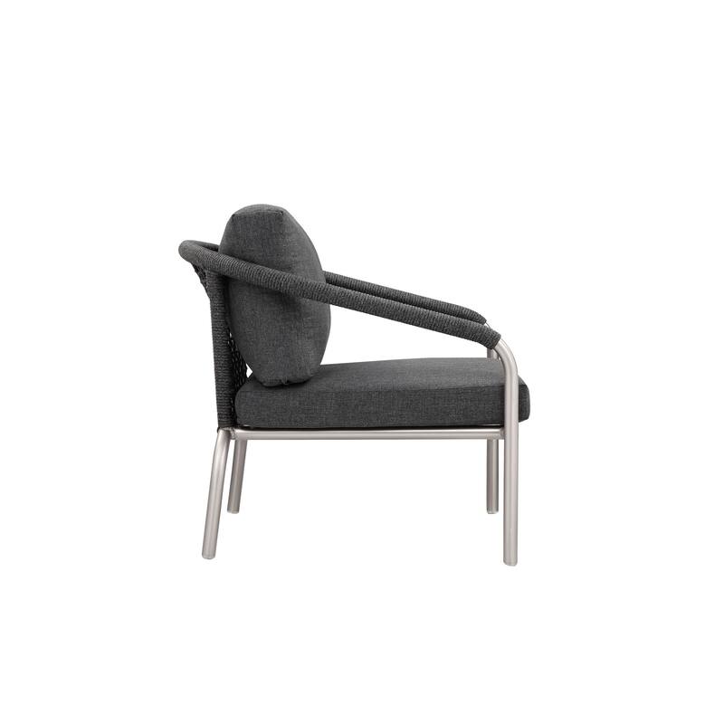 Phil 32 Inch Armchair, Slate Gray Rope Accent, Fade Resistant Cushions