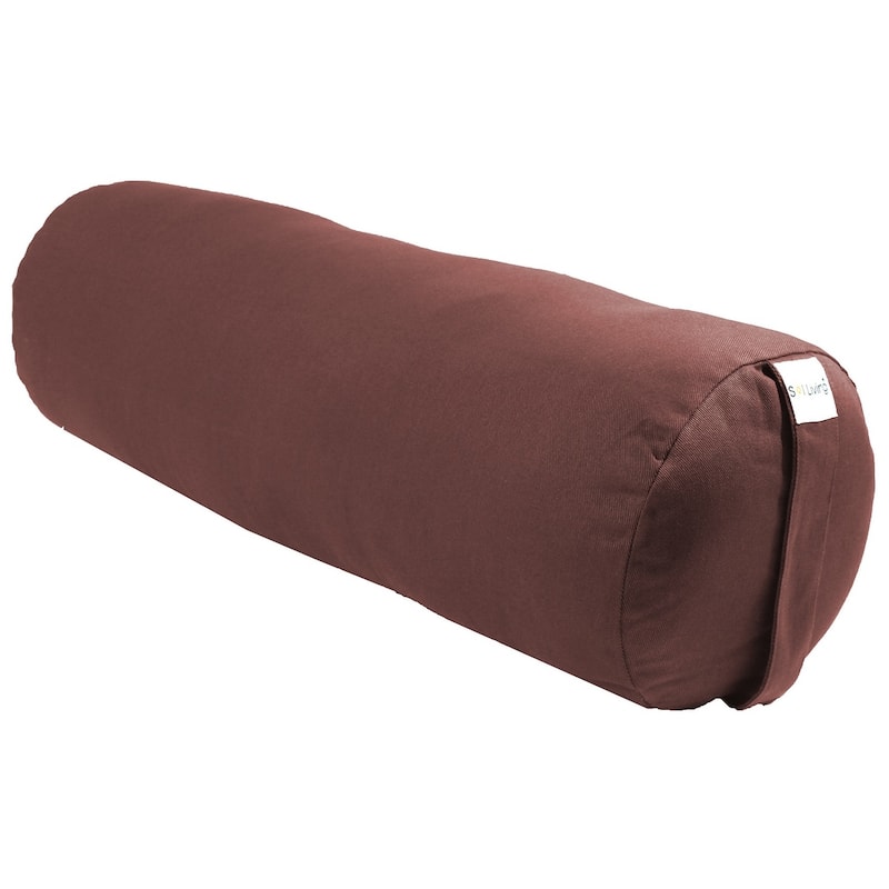 Sol Living Cylindrical Cotton Yoga Bolster - Brown