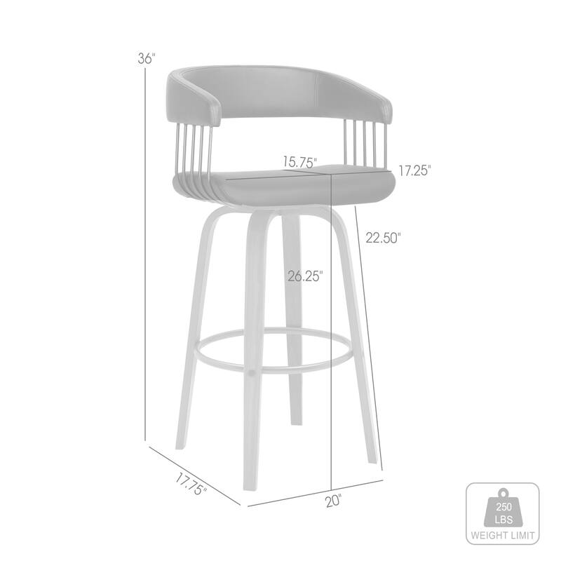 Topanga Modern Swivel Bar Stool, Upholstered Counter Height Chair with Bentwood Legs