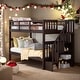 preview thumbnail 2 of 13, Stairway Twin over Twin Bunk Bed with Storage and Guard Rail for Bedroom, Dorm, Maximized Storage Space, Espresso