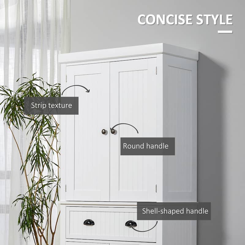 72" Freestanding Kitchen Pantry Cabinet with 2 Large Double Door Cabinets