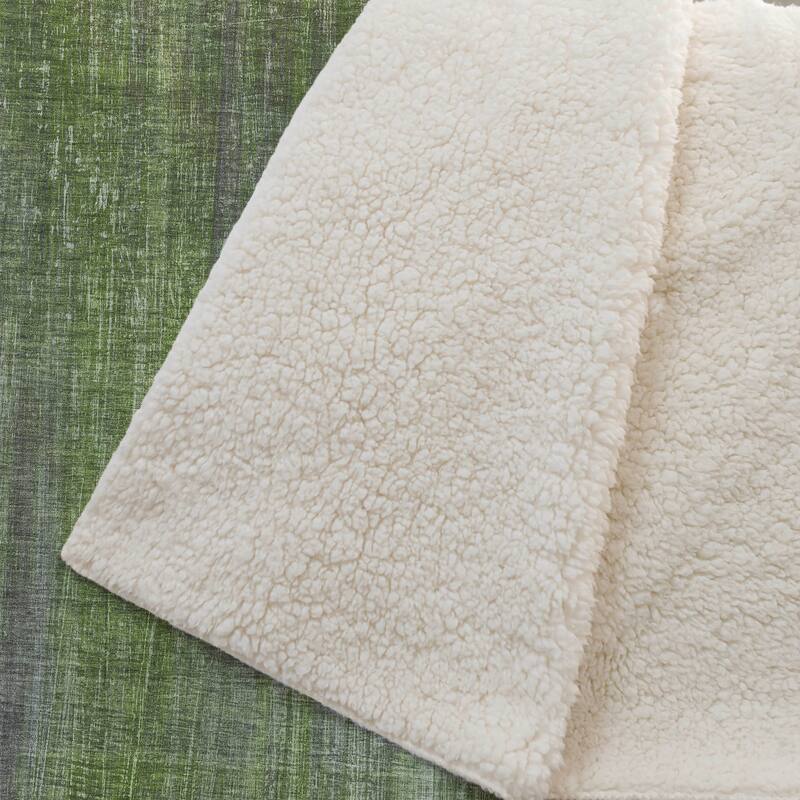 Premium Machine Washable Ombre Solid Sherpa Throw Blanket