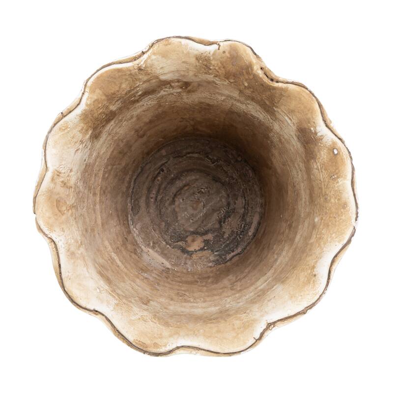 Terra-cotta Planter with Ruffled Edge - 6.88"L x 6.88"W x 6.88"H