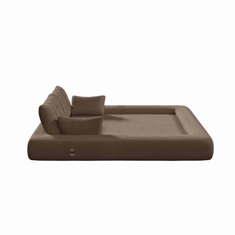 78.7" Foldable Sofa Bed, Teddy Fabric Convertible Floor Sofa Couch with Pillow, Upholstered Loveseat Sleeper Bed for Living Room