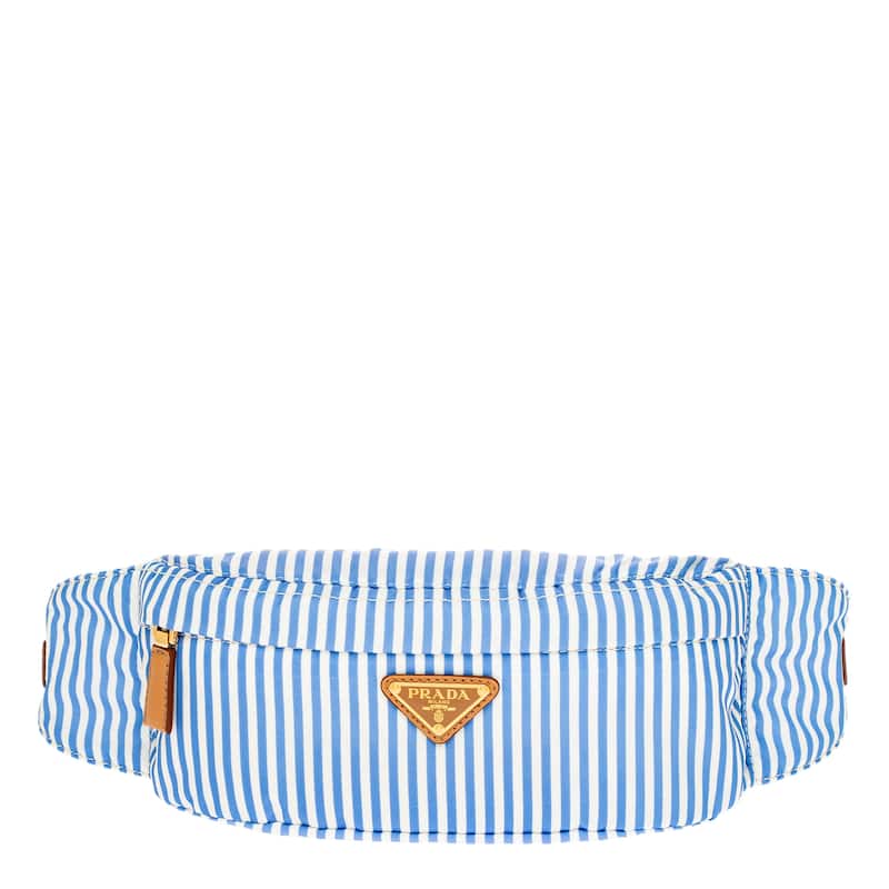 Prada Nylon and Leather Belt Bag - Blue and White