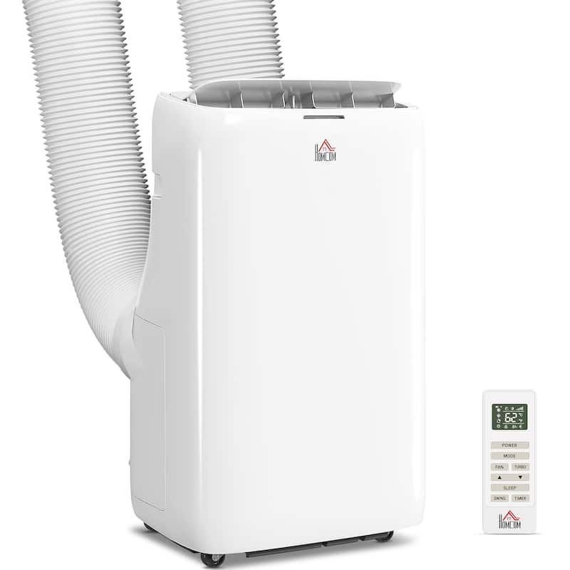 HOMCOM Dual Hose Portable Air Conditioner High Efficiency Inverter, 3-in-1 14000 BTU AC Unit with Cool, Dehumidifier & Fan - White