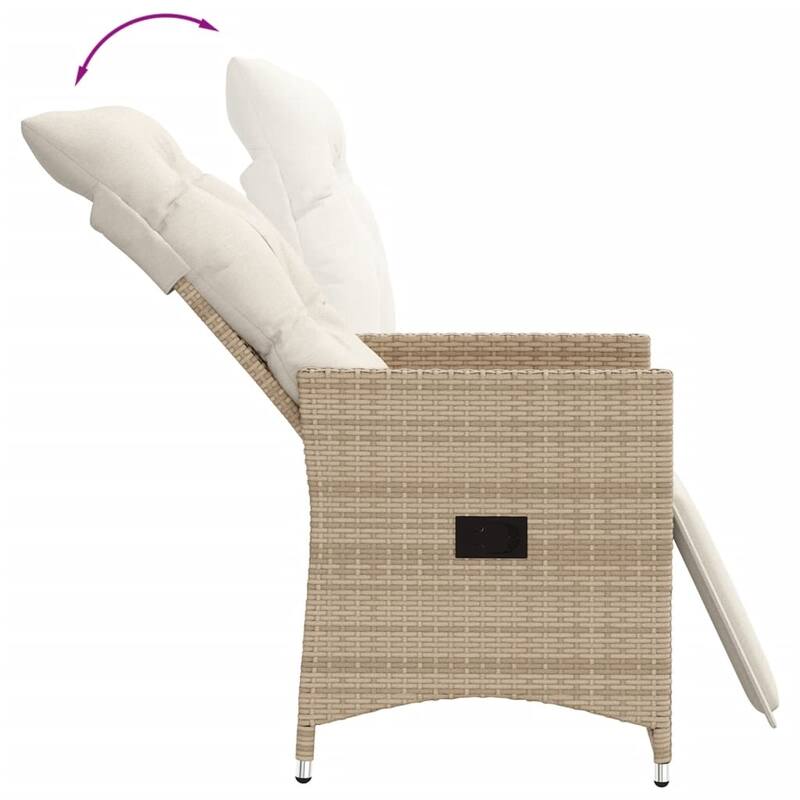 vidaXL Reclining Patio Chairs with Cushions Armchair Outdoor Seating Poly Rattan - 23.2 x 22.0 x 36.2