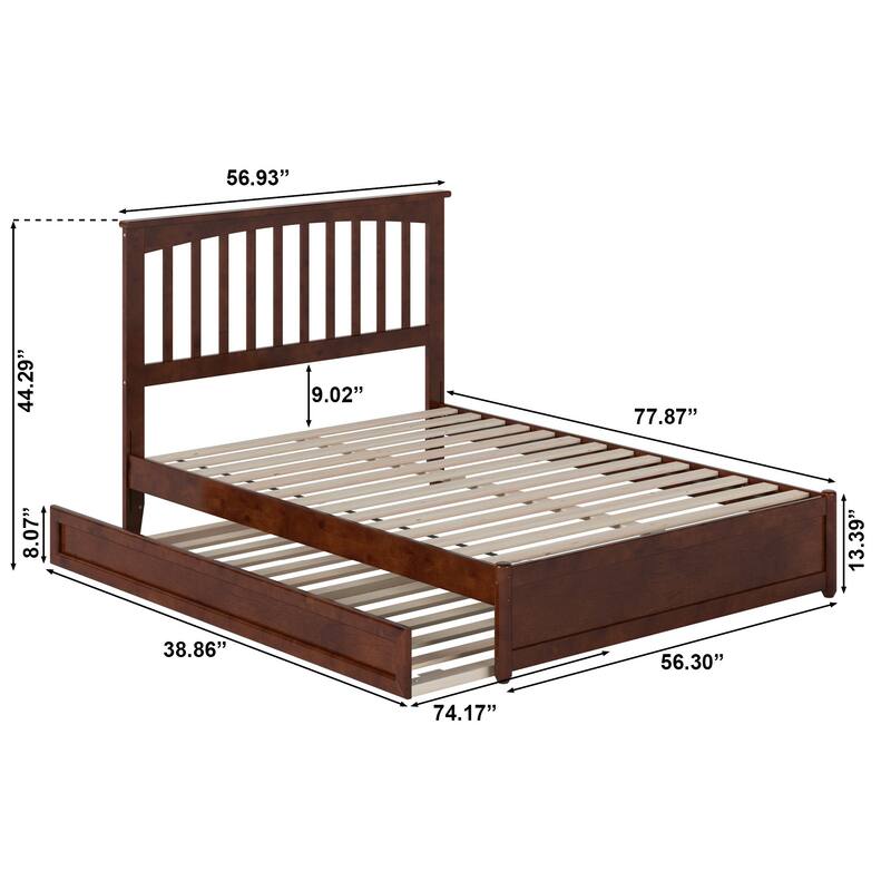 Everett Platform Bed with Panel Footboard and Twin Trundle