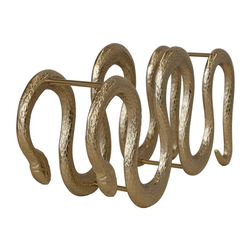 Cast Aluminum Snake Shaped Bottle Holder - 10.0"L x 5.25"W x 23.0"H