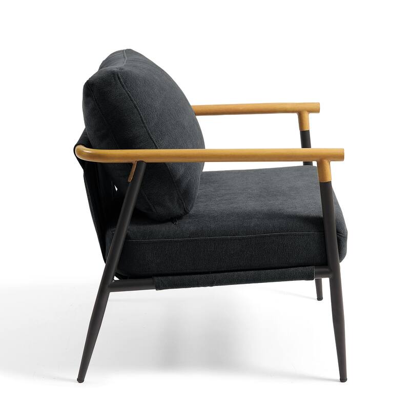 27" W Modern Upholstered Metal Frame Accent Chair