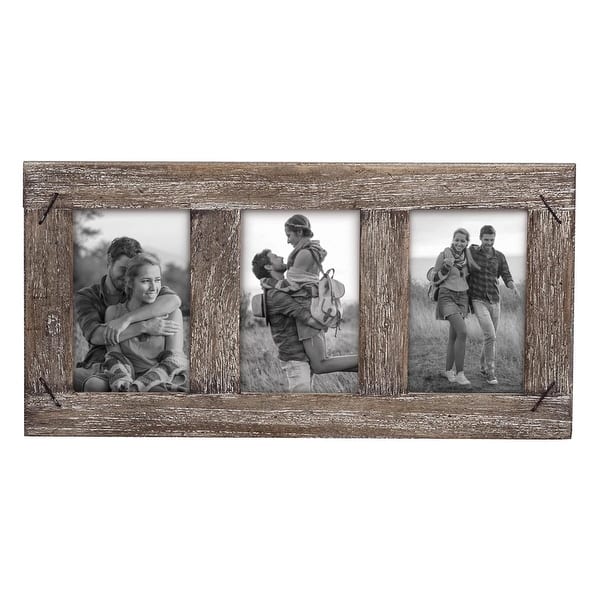 Barnwood Collage Frame. 3 4x6 Multi Opening Frame. Rustic Picture
