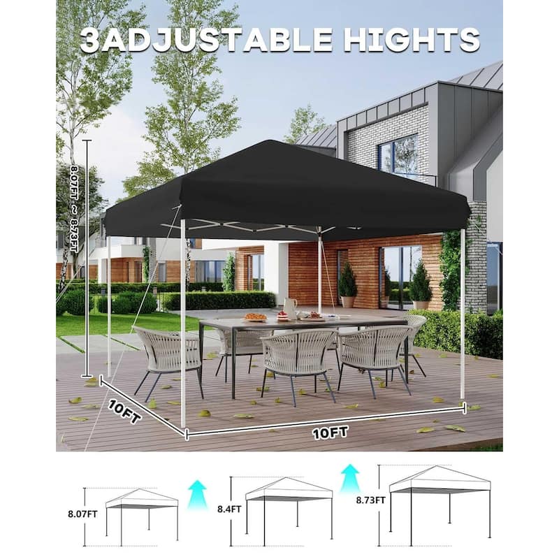 10x10 Heavy Duty Pop Up Canopy, 3 Adjustable Height - 10*10Ft