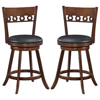 Gymax 2PCS 24.5'' Counter Height Bar Chairs Swivel Bar Stools w/