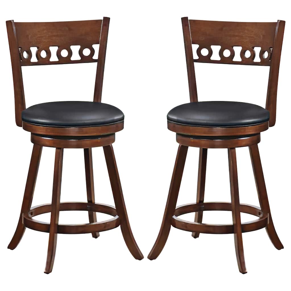 Gymax 2PCS 24.5'' Counter Height Bar Chairs Swivel Bar Stools w/