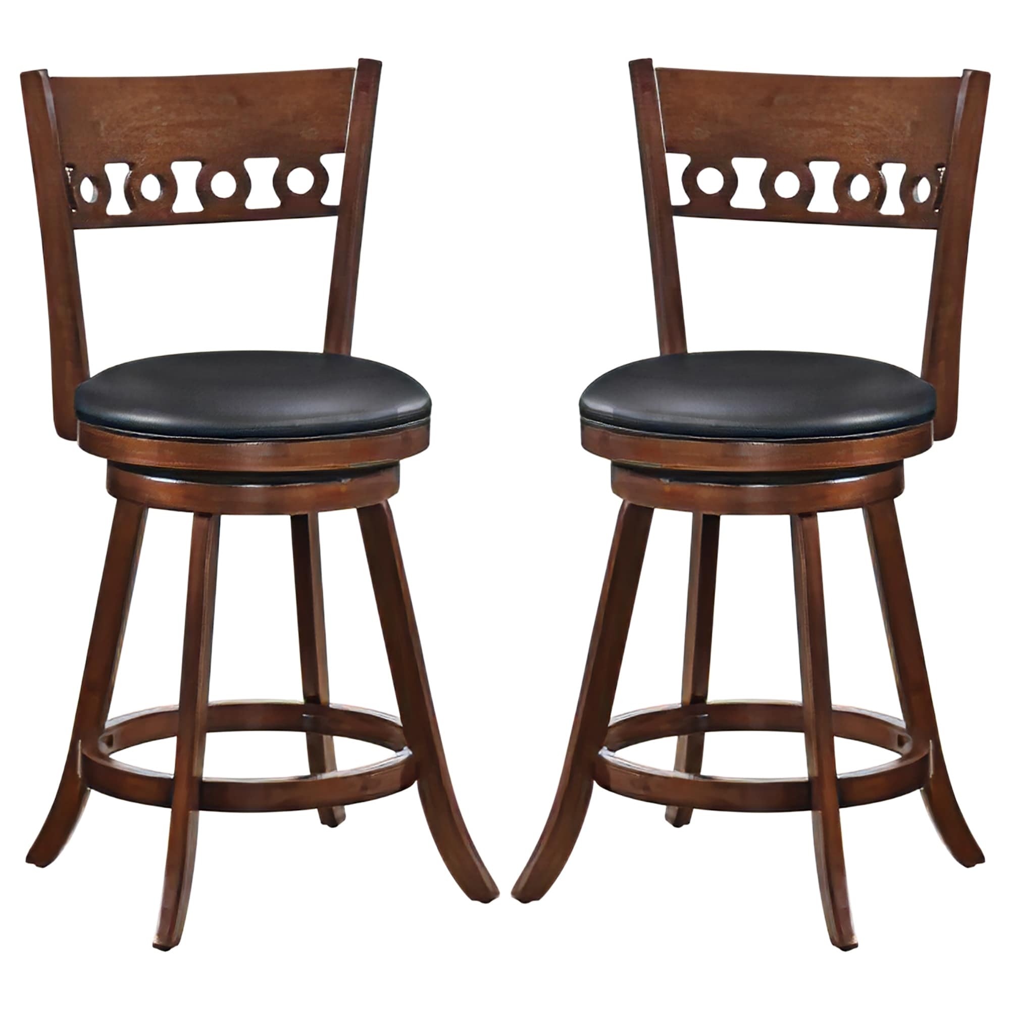 Gymax 2PCS 24.5'' Counter Height Bar Chairs Swivel Bar Stools w/