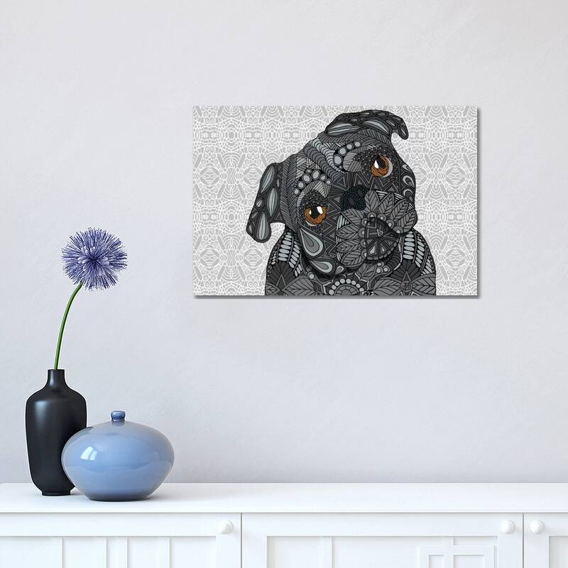 iCanvas "Black Pug" by Angelika Parker Canvas Print - 12x18x1.5