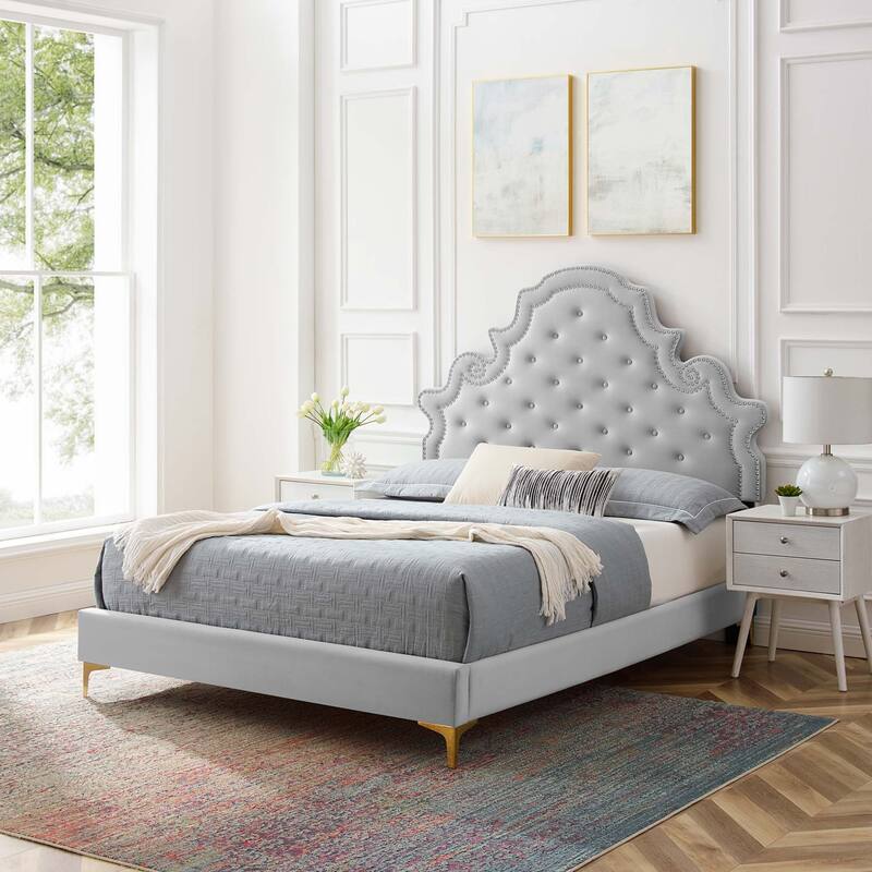 Gwyneth Tufted Performance Velvet Full Platform Bed