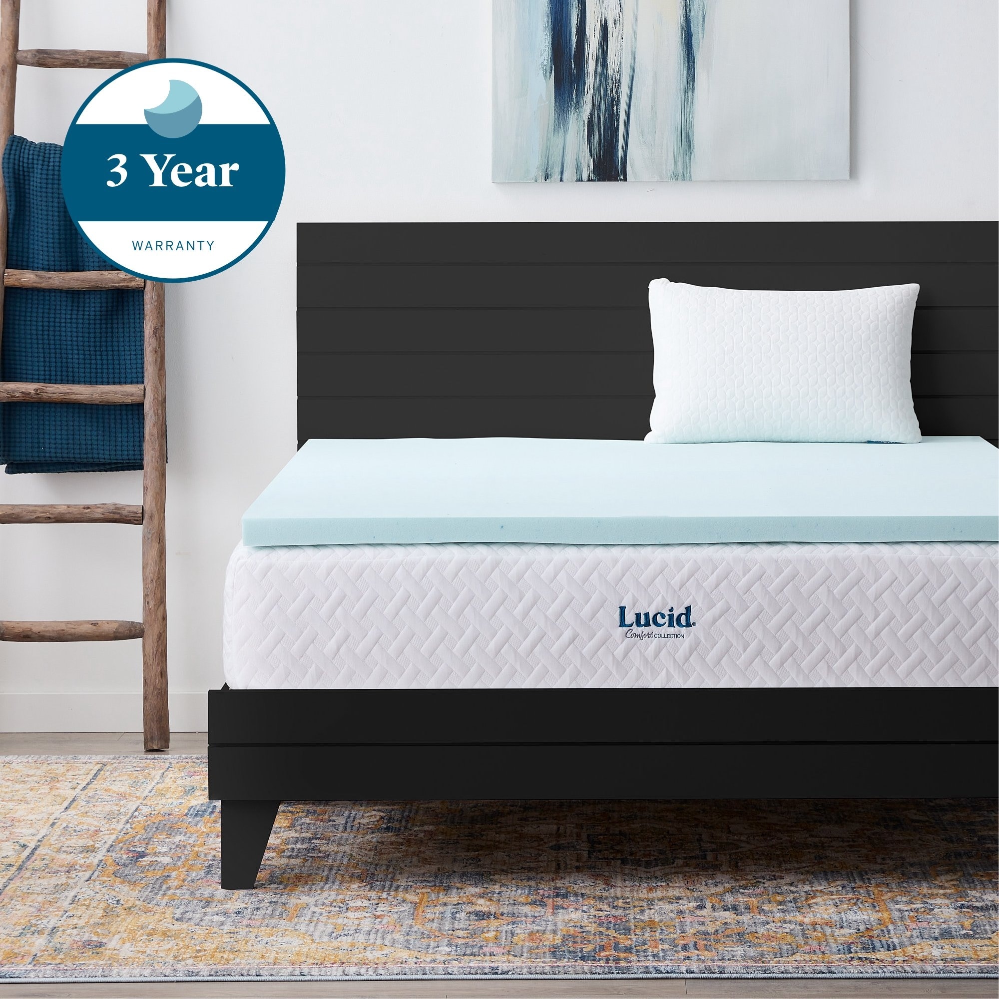 4.5 Memory Foam Mattress Topper Luxury Solutions Bed Size: Queen