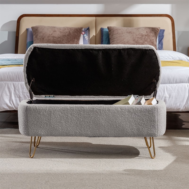 Modern Entryway Bench Ottoman Upholstered Padded with Storage