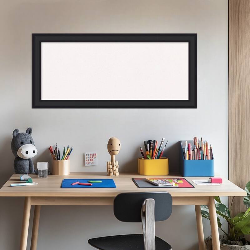 Oliver Black Narrow Wood Framed Cork Board - Bulletin Board, Organization Board, Pin Board