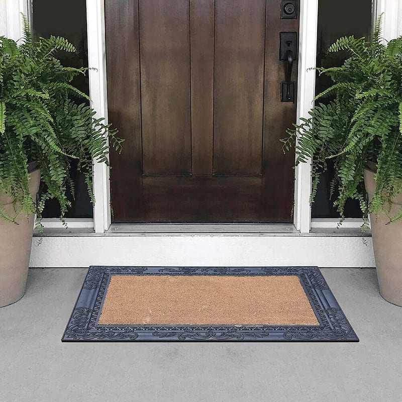 A1HC Natural Coir and Rubber Door Mat, Thick Durable Doormats for Indoor/Outdoor Entrance, Front Door Entry Doormat