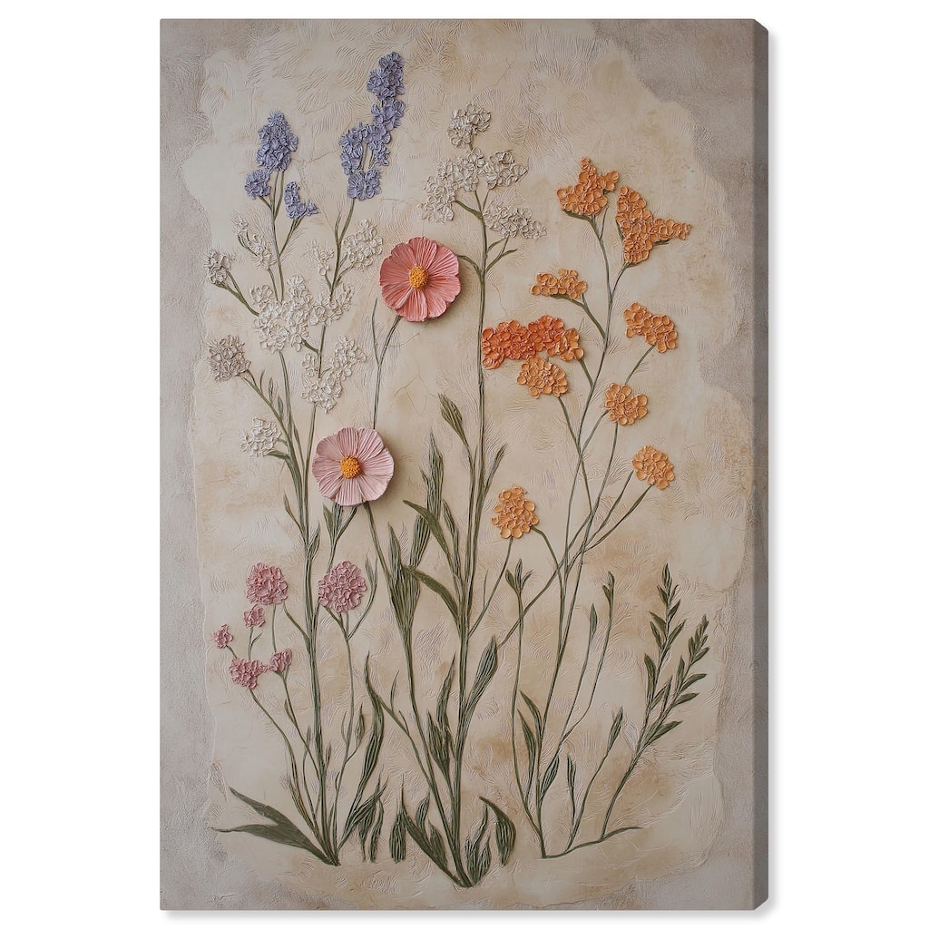 Sculpted Flora Frieze I Canvas by Art Remedy, Gallery Wrapped