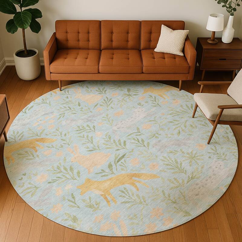 Machine Washable Indoor/ Outdoor Whimsy Foxy Chantille Rug