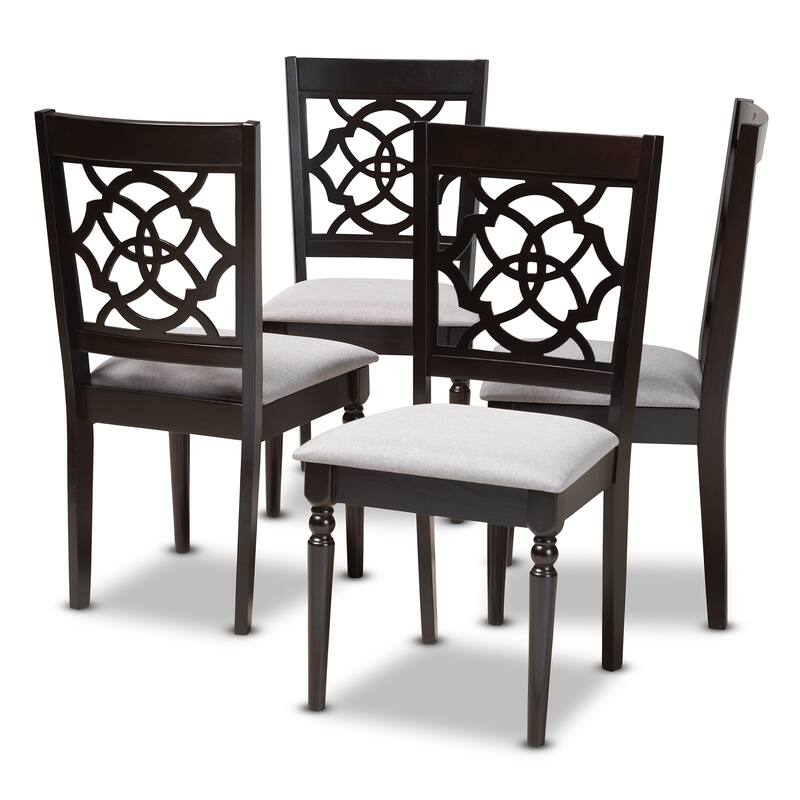 Modern and Contemporary Fabric 4-Piece Dining Chair Set - Gray