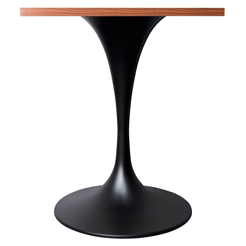 Verve 24 in. Wide Dining Table Square MDF Wood Tabletop in Black Stainless Steel Pedestal Base Accent Kitchen Table