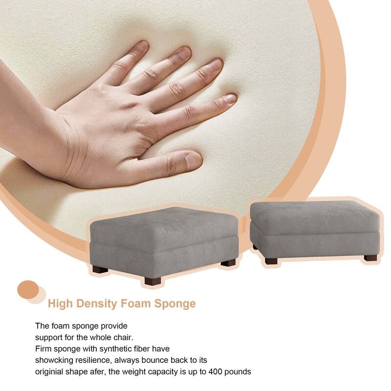 Oversized Chenille Modular Ottoman With Cushioned Top