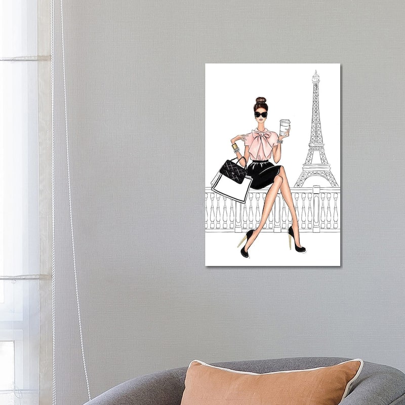 iCanvas "By The Eiffel Tower Brunette" by LaLana Arts Canvas Print - 26x18x1.5