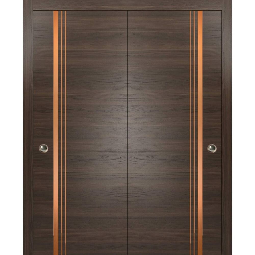 Bypass Doors 36 x 80 Planum 1010 Chocolate Ash with Sturdy Rails