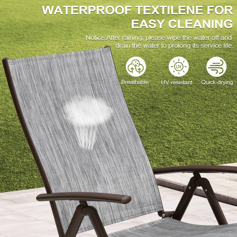 Outdoor Aluminum Folding Recliner Adjustable Chaise Lounge Chairs - See Picture