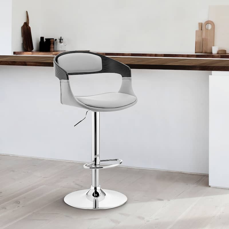 43” Adjustable Height Contemporary Kitchen Counter Bar Chair with Upholstered Seat and Iron Frame - 43”H x 20”W x 19”D