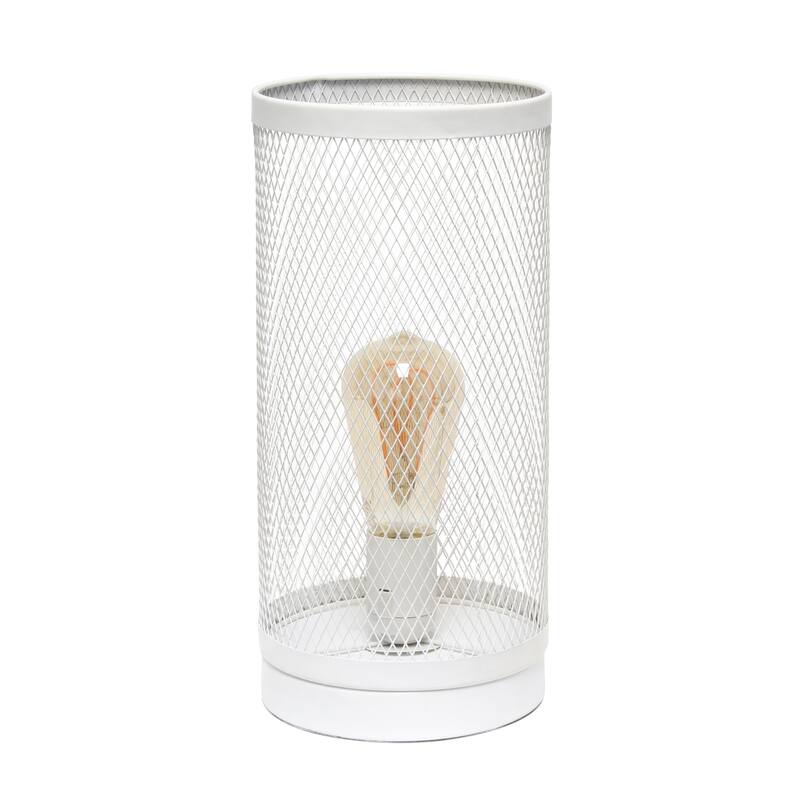 Cylindrical Metal Mesh Table Lamp - 12.75" - White