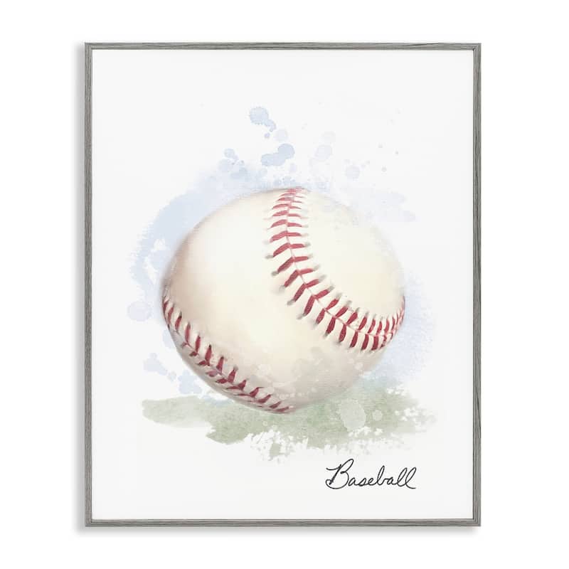 Stupell Soft Pastel Baseball Framed Giclee Art Design By Matthew Piotrowicz - 24 x 30 - Grey