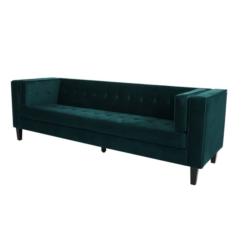 Roomfitters 3-Seater Velvet Sofa, Upholstered Tufted Coach with Removable High-Density Foam Cushions