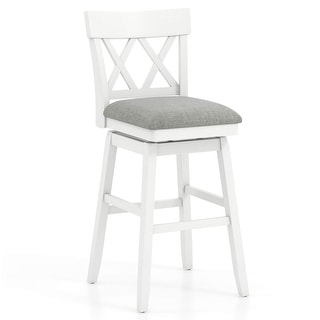 Costway 1/2/3/4 PCS 30" Bar Stool Wooden Chair with Contoured Backrest