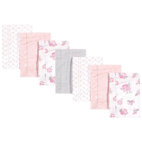slide 1 of 1, Hudson Baby Infant Girl Cotton Flannel Burp Cloths 7pk, Pink Floral, One Size - Pink Floral - One Size One Size - Pink Floral