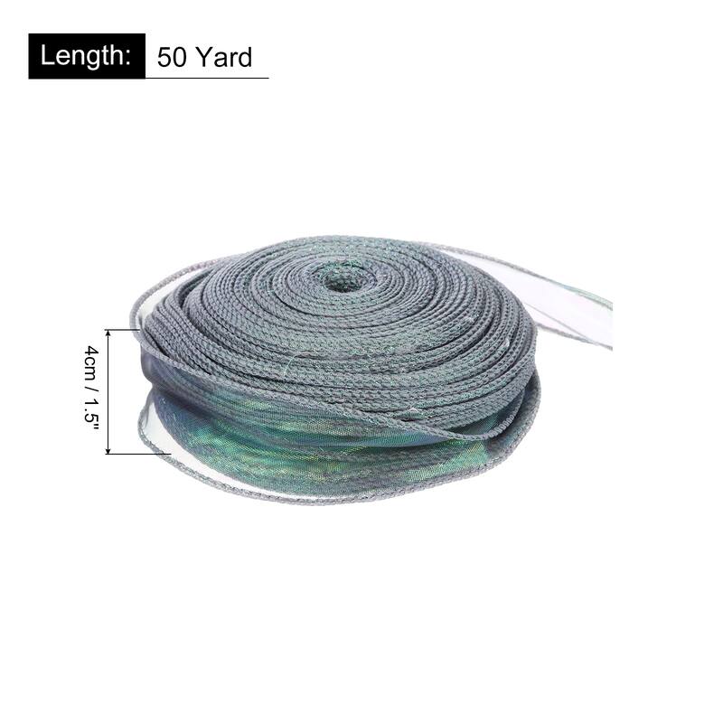 1.5 Inch 10 Yard Sheer Organza Ribbon Shimmer Chiffon Tulle Ribbons - Green - 1 1/2" x 50 Yard