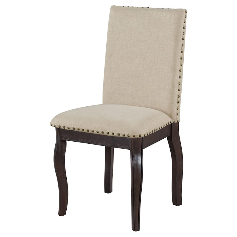 Modern Set of 4 Dining Chairs with Upholstered Fabric and Nailhead Trim for Dining Room and Living Room