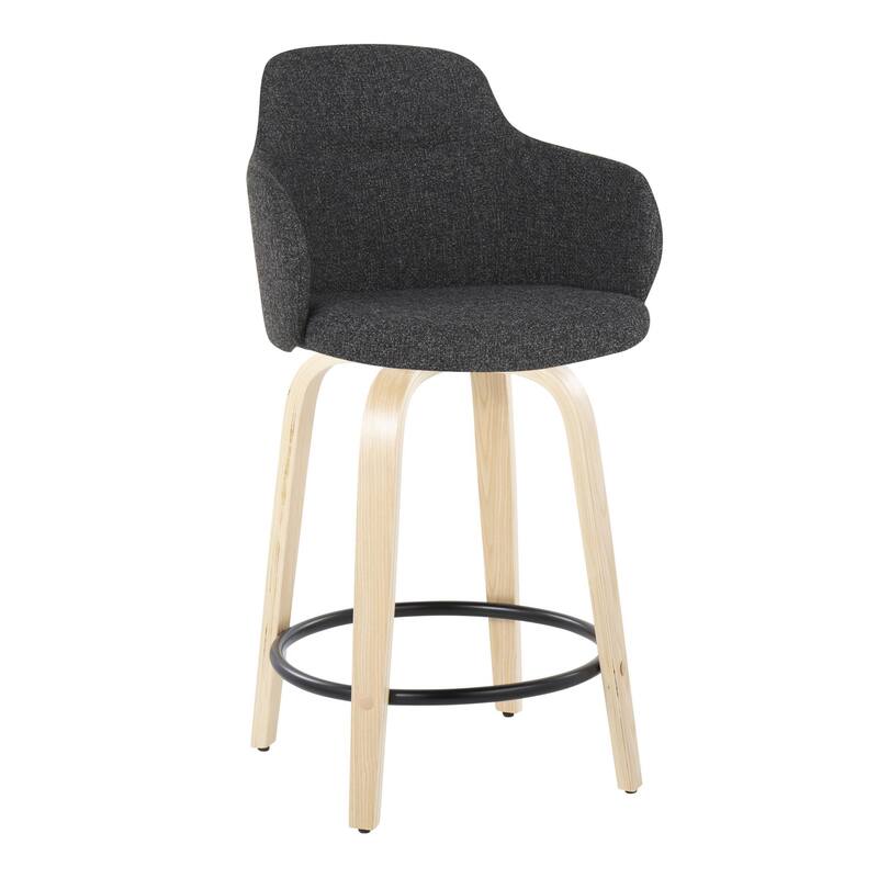 Carson Carrington Iglabo 24" Fixed-Height Counter Stool with Bent Wood Legs and Round Footrest (Set of 2)