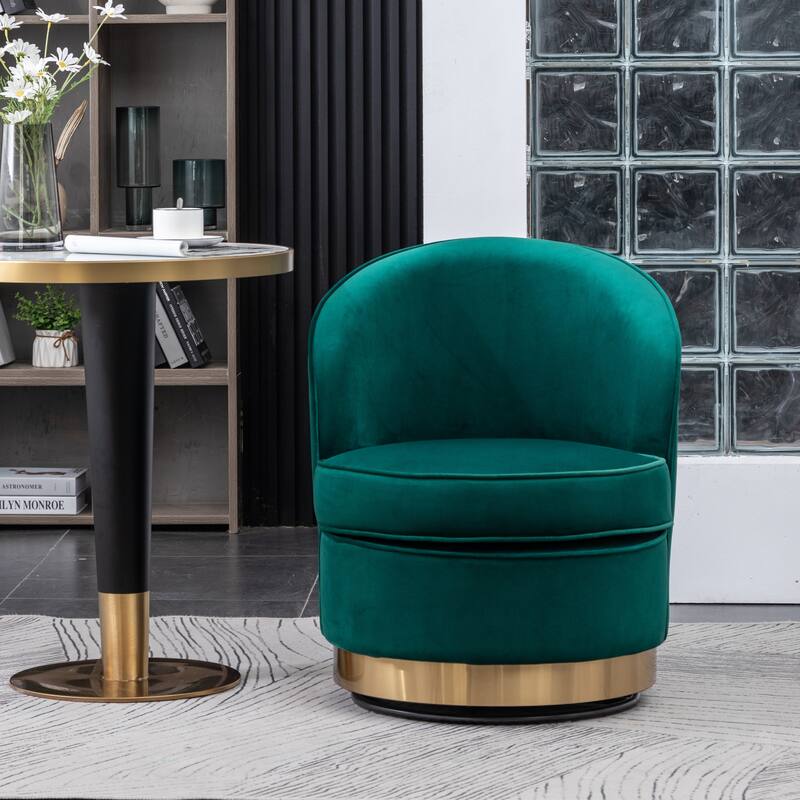 Roundhill Furniture Wania Contemporary Velvet Swivel Chair, Blue