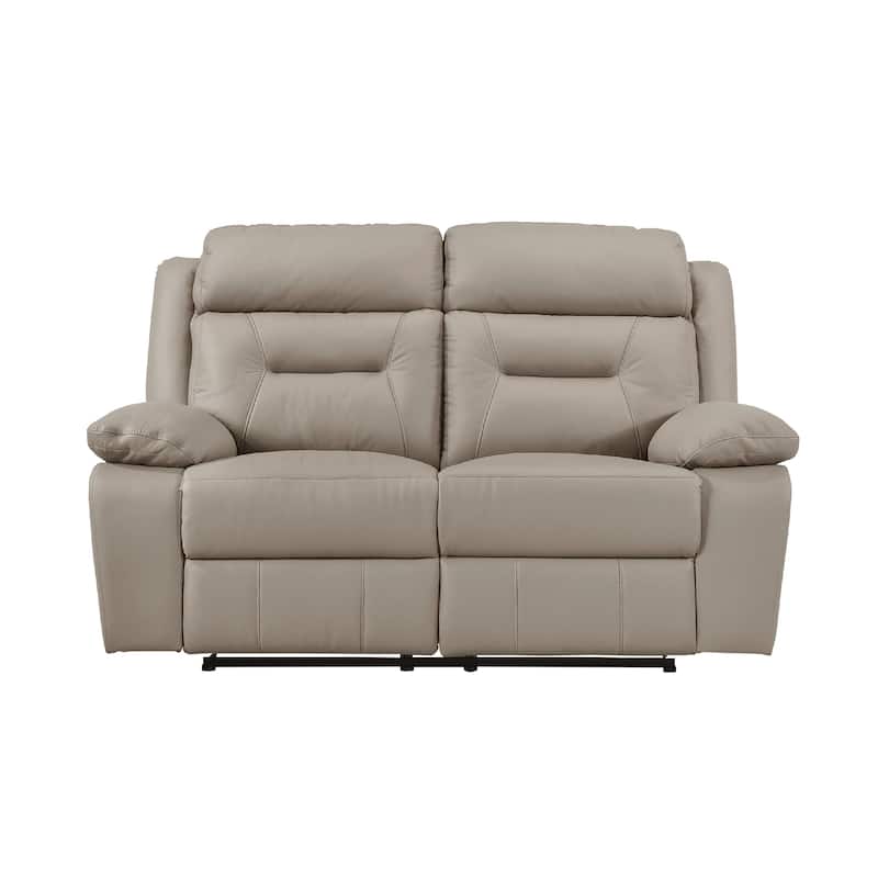 Conia Manual Double Reclining Loveseat, Latte Beige Leather, 63 Inch