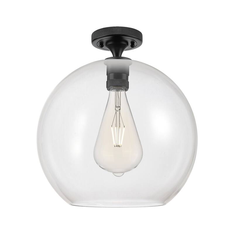 Innovations Lighting 434-1F-10-12 Crown Point Flush Globe Crown Point - Matte Black / Clear