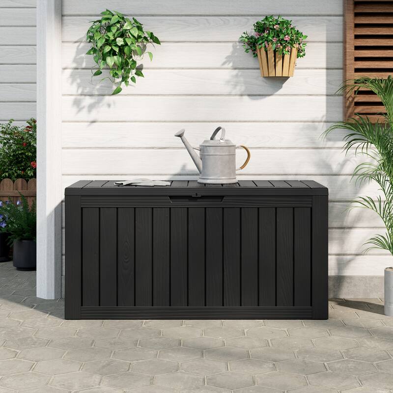 80 Gal. Resin Outdoor Patio Storage Deck Box - Black