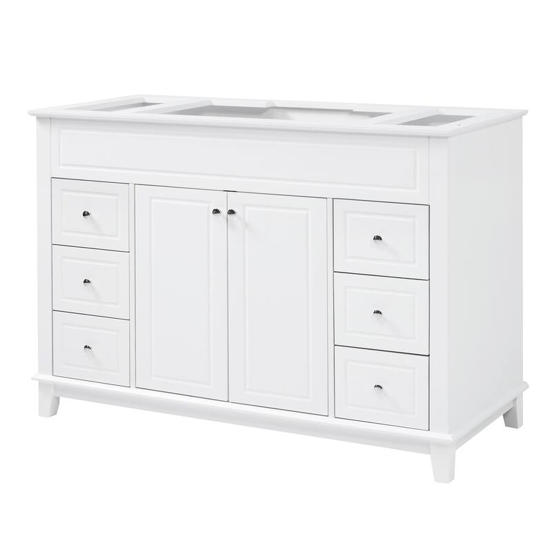 Christopher Knight Home - Classic 46" Bathroom Vanity Cabinet Only with Soft-Close Drawers & Pine Legs. - 46" - White_Cabinet Only.