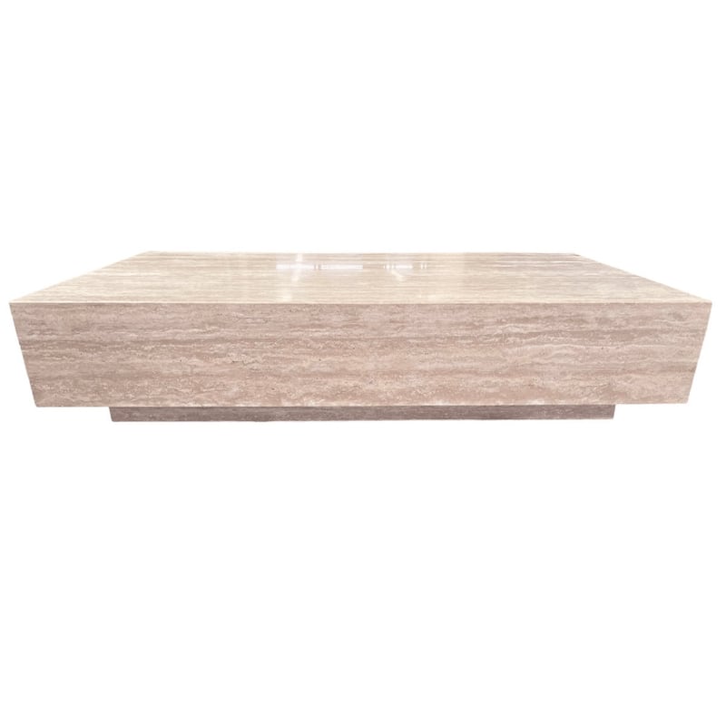 Genuine Travertine Limestone Block Coffee Table, 54" Extra Large