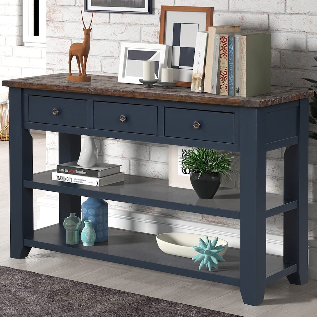 Blue Console Table Rustic Sofa Table End Table Coffee Table